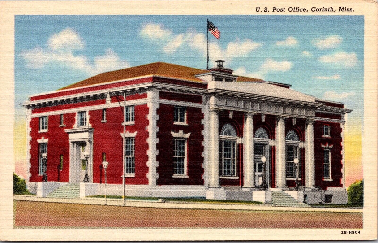 Linen Postcard U.S. Post Office in Corinth, Mississippi