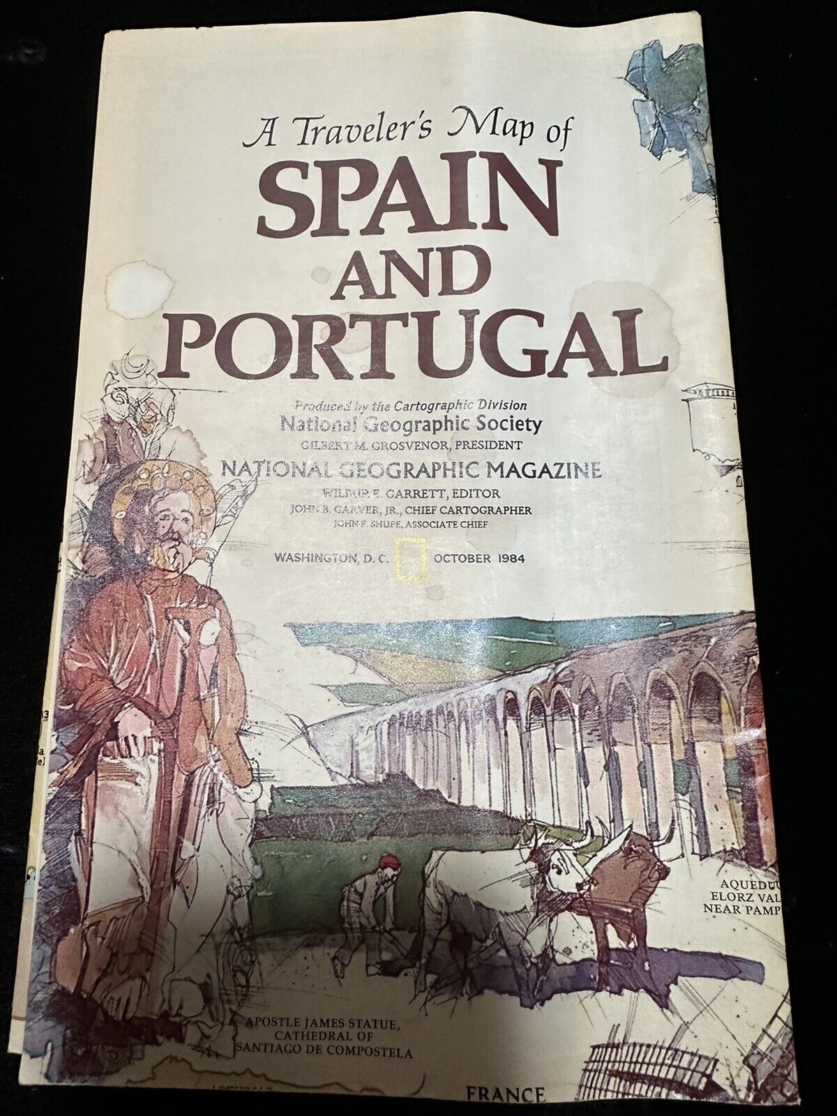 Vintage A TRAVELER’s MAP OF SPAIN AND PORTUGAL National Geographic 1984