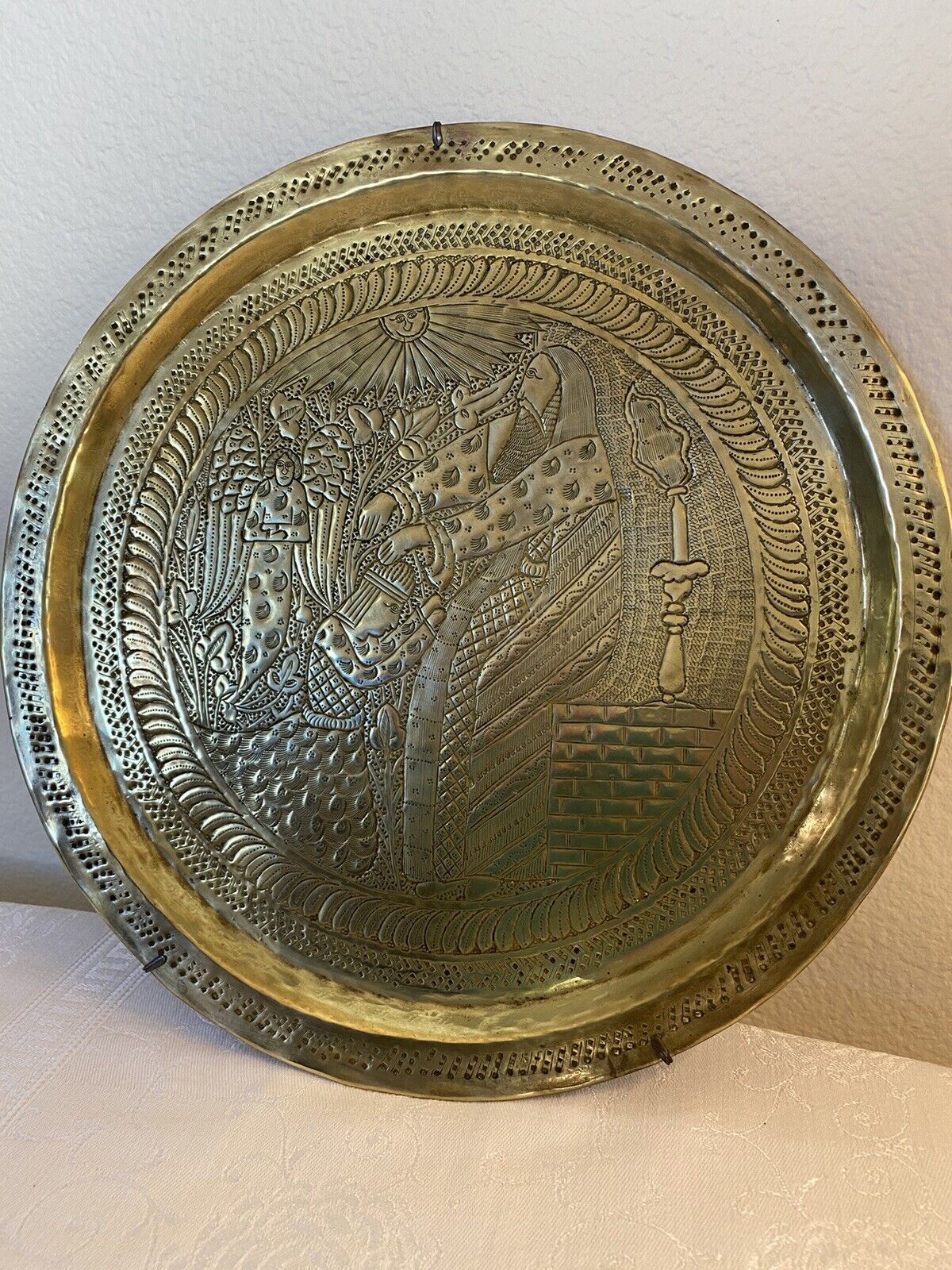 12 Inch Brass Egyptian Plate Tray