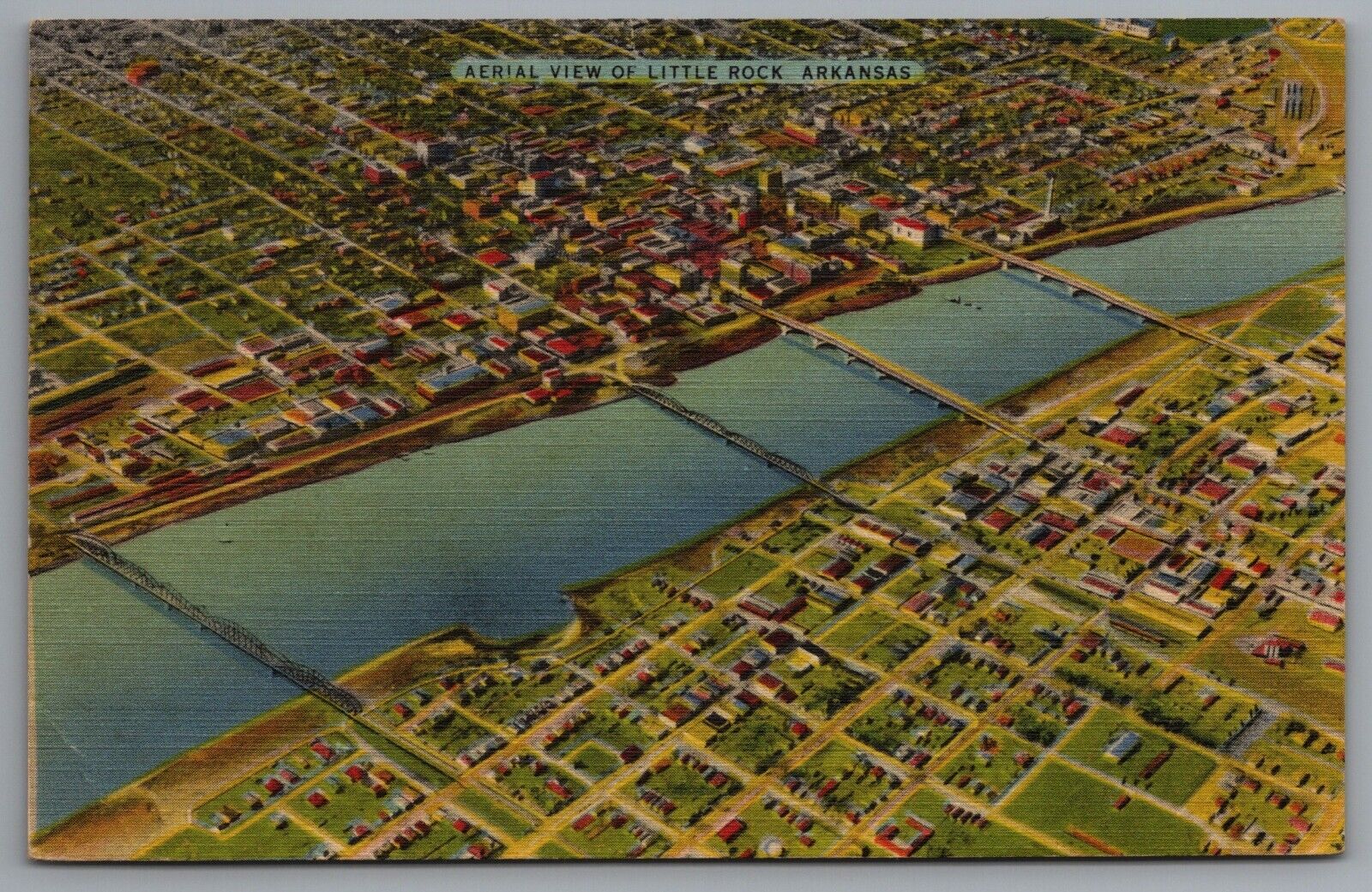 AR Aerial View of Little Rock Arkansas c1940s Postcard Postal Cancel 1947 