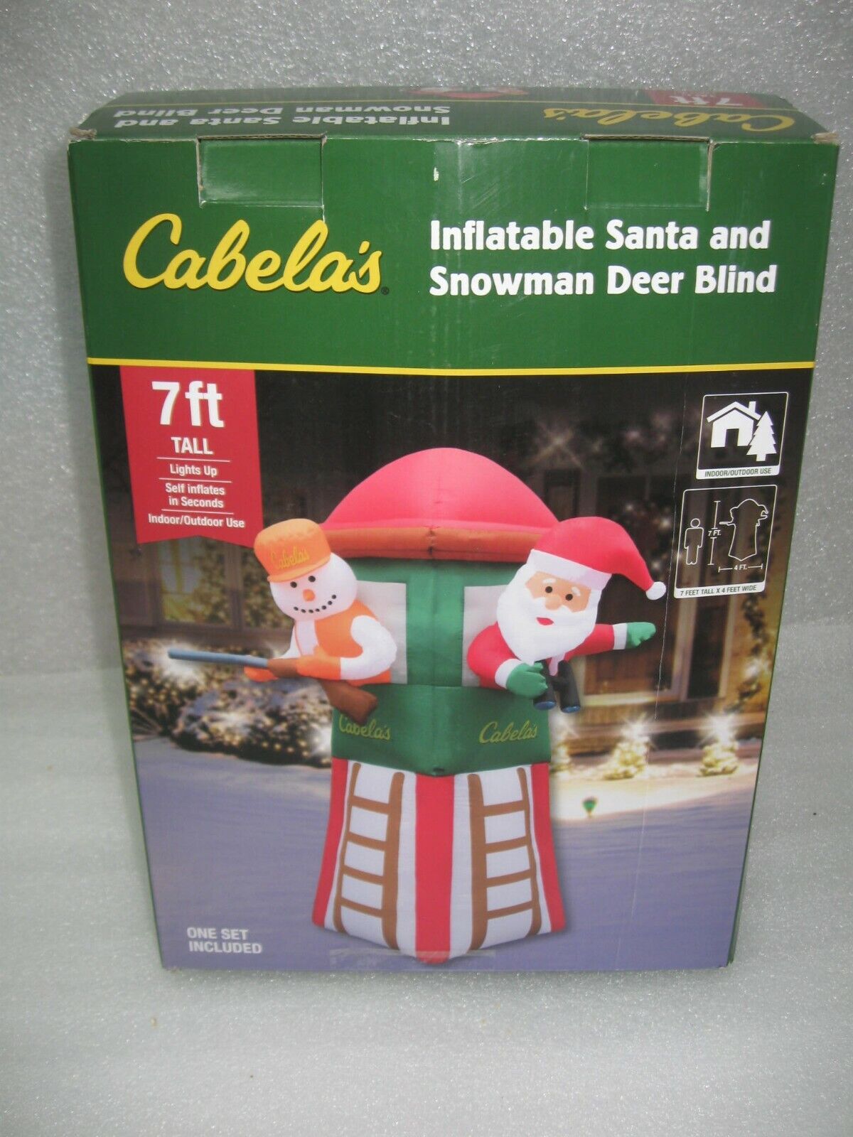 NEW 7\' Cabelas Santa & Snowman Hunting In Tree Stand Deer Blind Inflatable