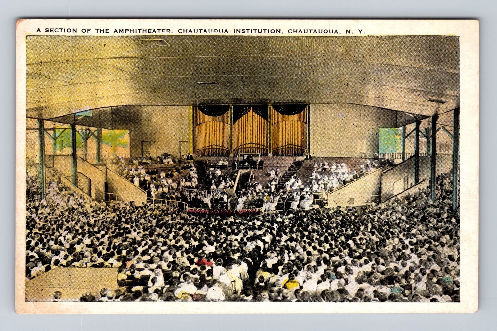 Chautauqua NY-New York, Amphitheater at Chautauqua Institution, Vintage Postcard