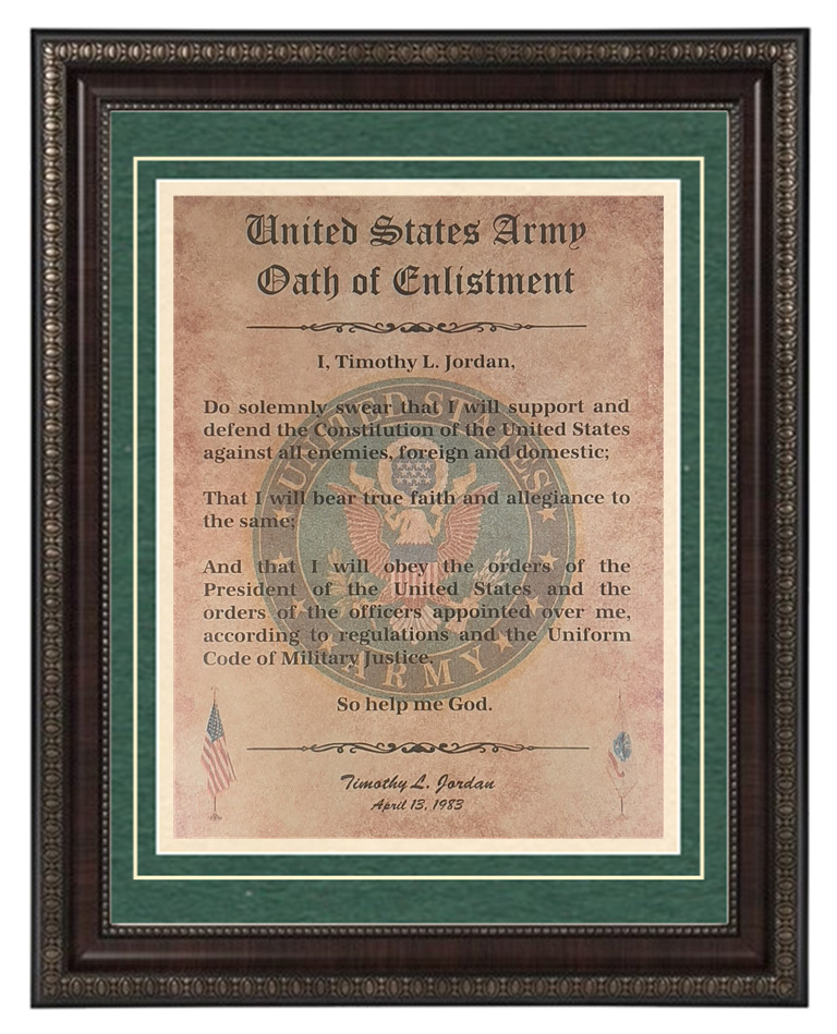MC-BEST: Army Oath of Enlistment Framed Matted PERSONALIZED