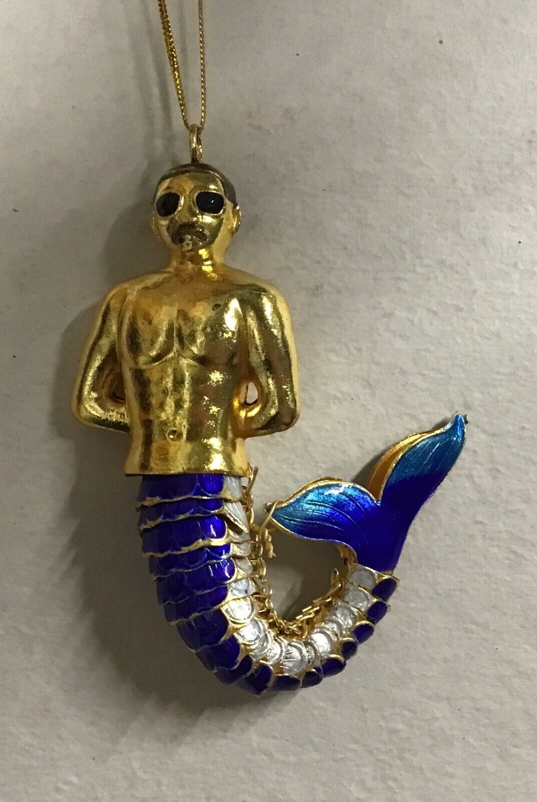 Alsan Victorian Enameling Cloisonné male mermaid merman Ornament hinged tail