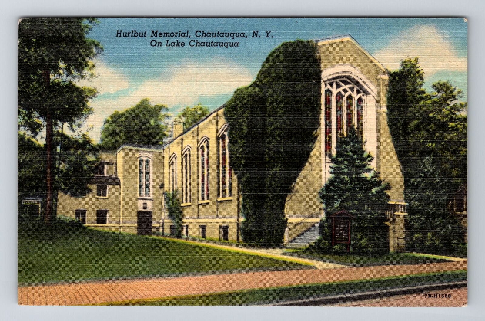 Chautauqua NY-New York, Hurlbut Memorial, Antique Vintage Souvenir Postcard