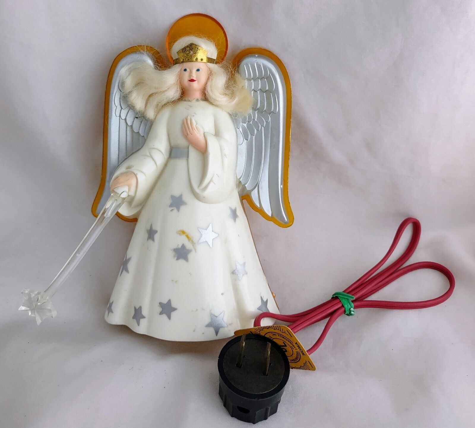 Vintage Plastic Glolite Angel Glo Lighted Tree Topper Wall Mantle Decoration 7\