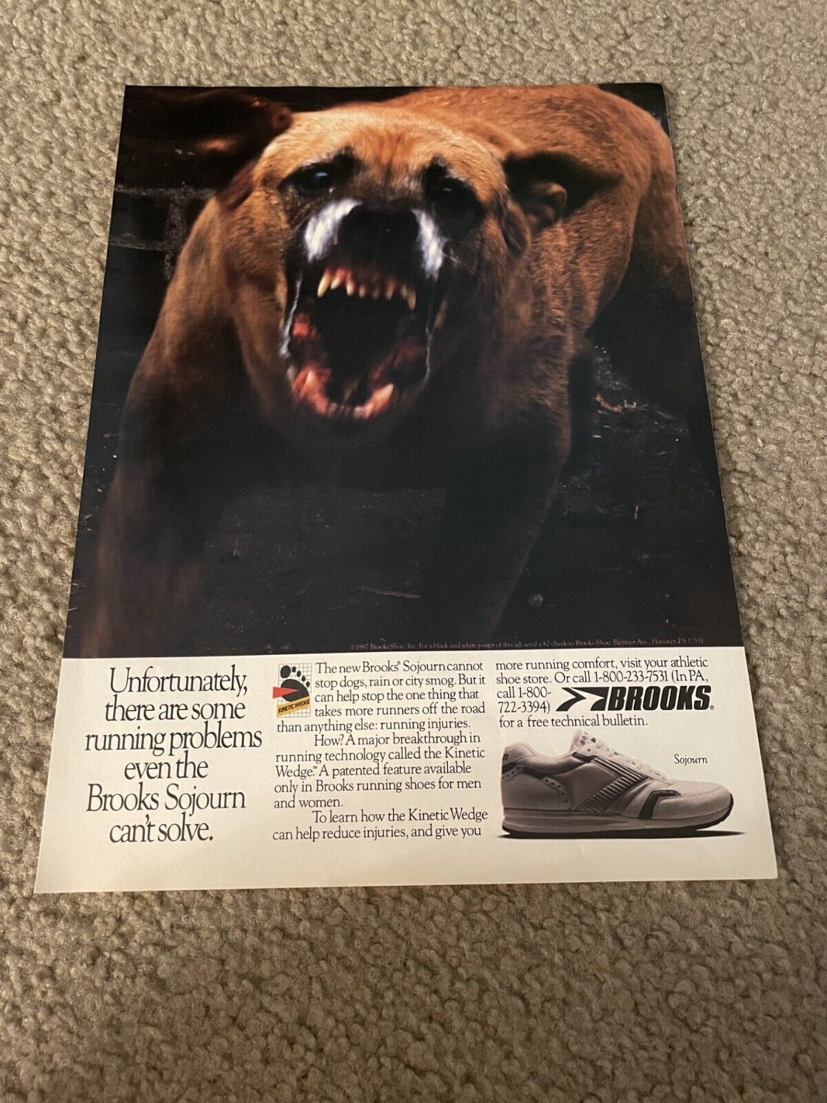 Vintage 1987 BROOKS SOJOURN Running Shoes Poster Print Ad 1980s