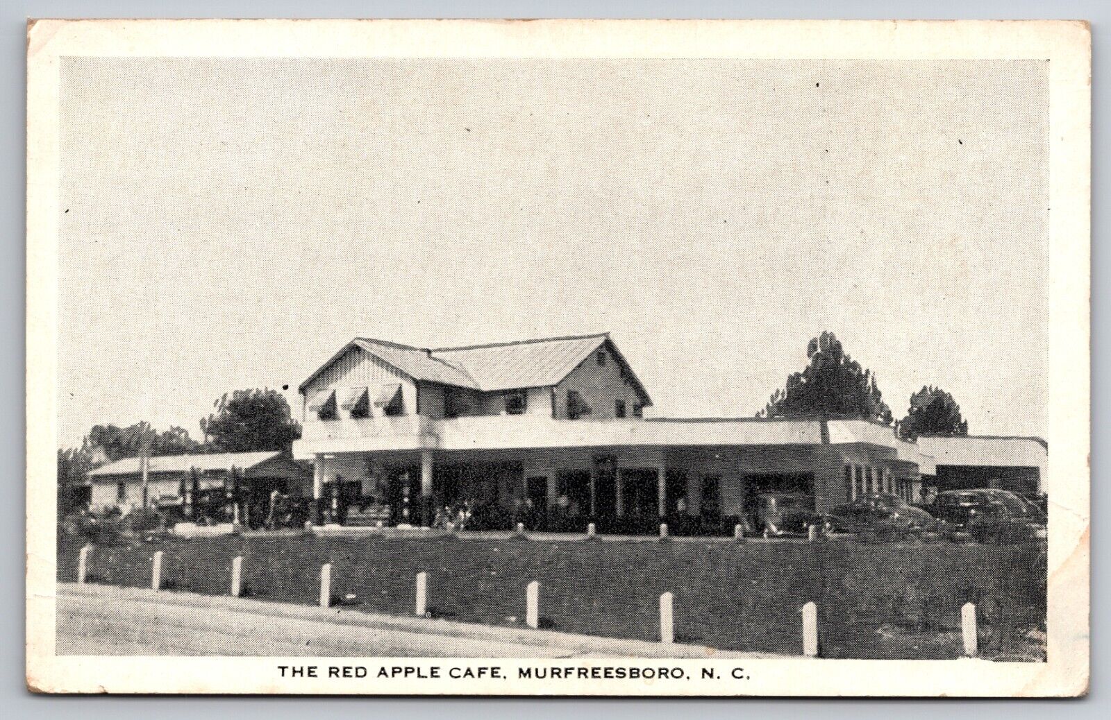 The Red Apple Cafe Murfreesboro North Carolina NC Gas Pumps Old Cars c1940s PC