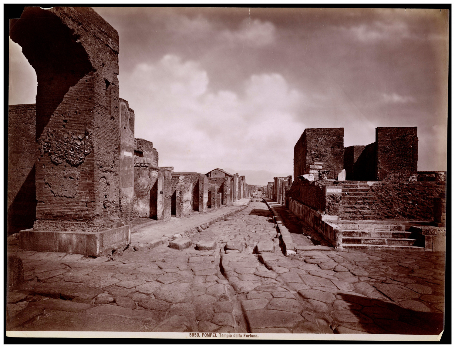 Pompeii, Temple of Fortune, Italy Vintage print.  period print  