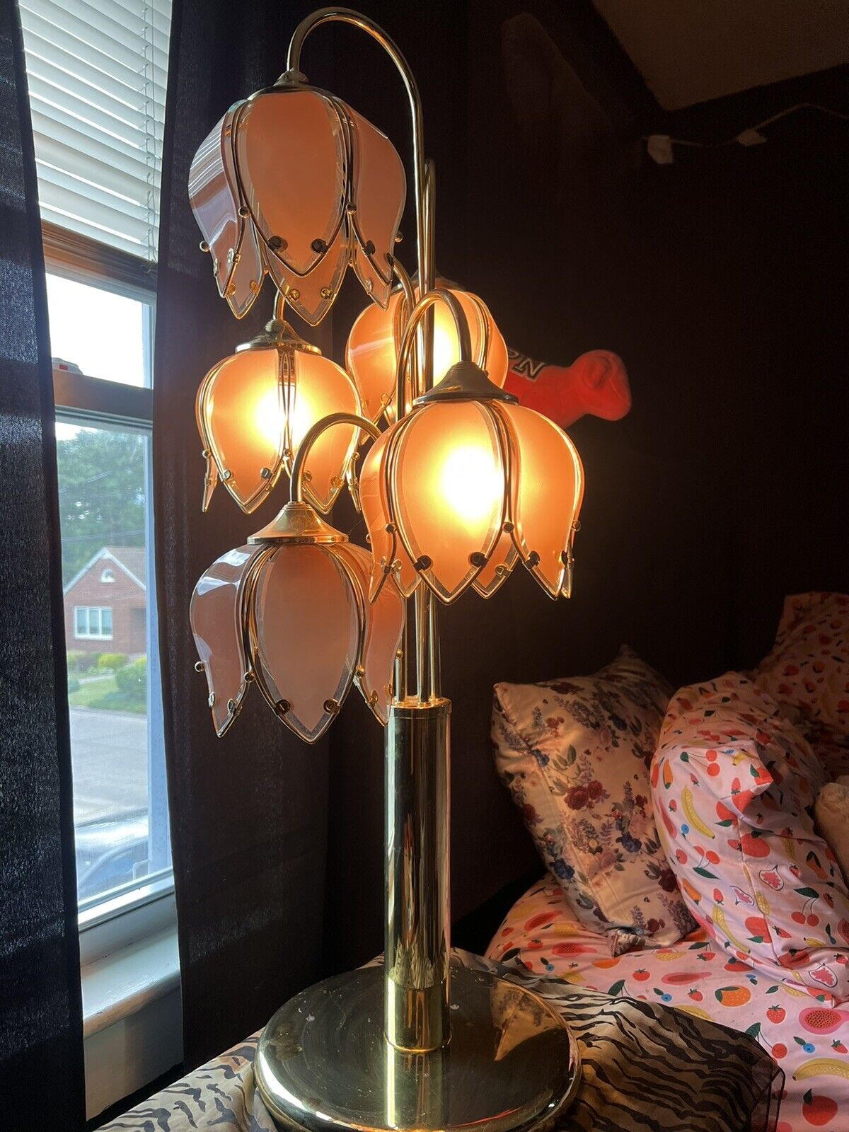 Vintage Lotus Table Lamp-Hollywood Regency