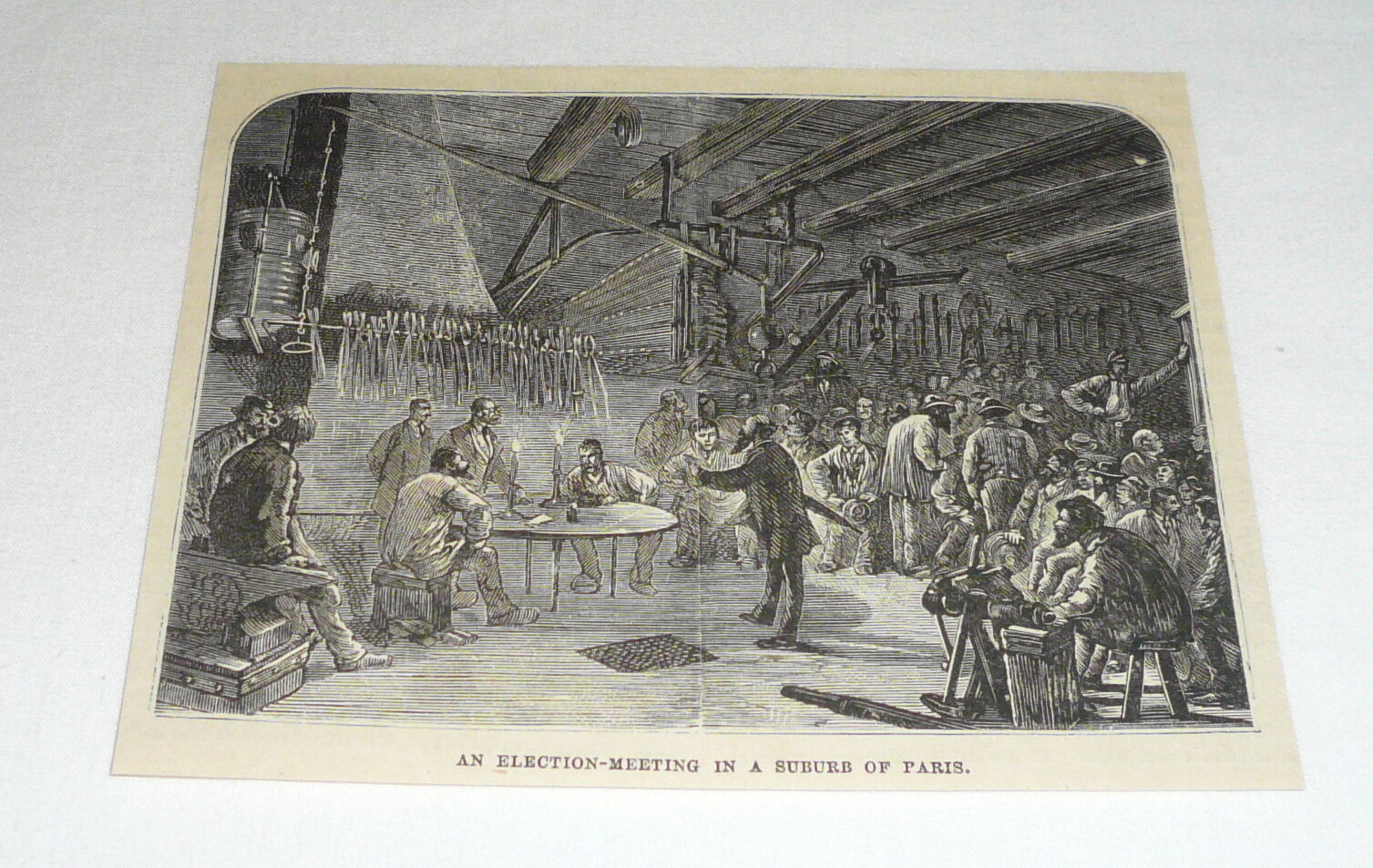 1878 magazine engraving ~ AN ELECTION-MEETING IN PARIS