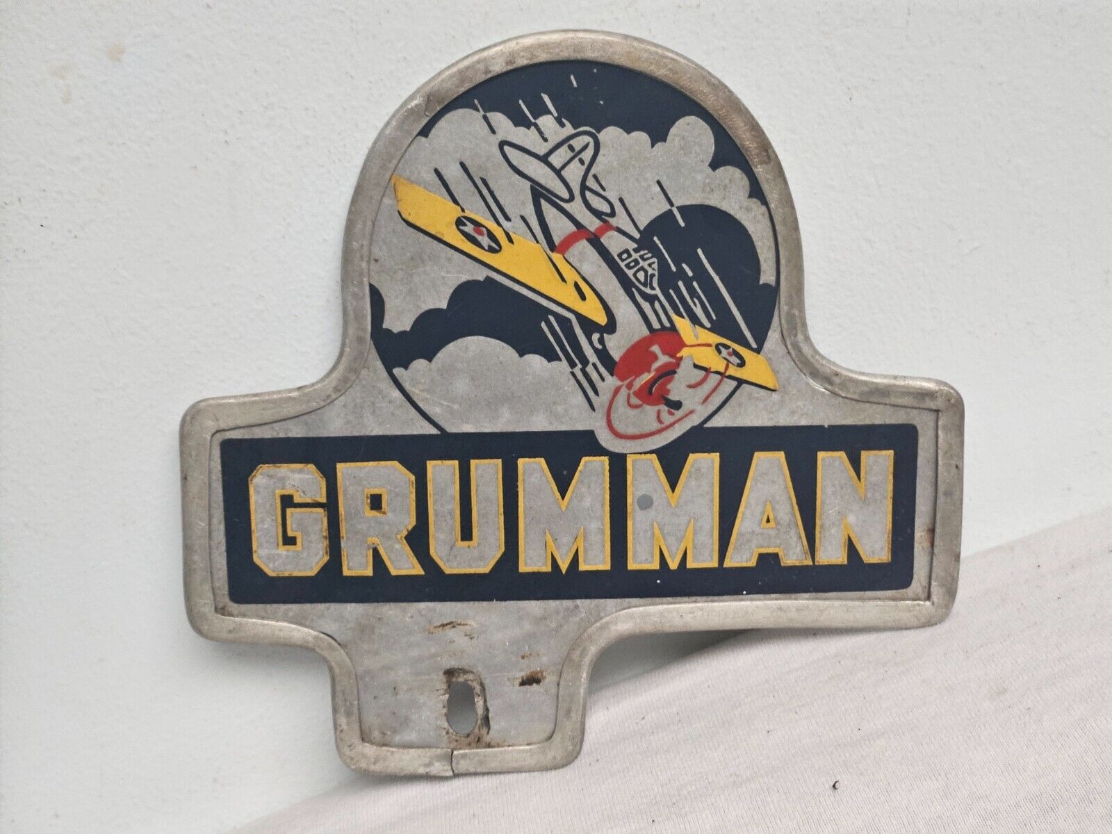 Original GRUMMAN License Plate Topper Rare Topper WWII