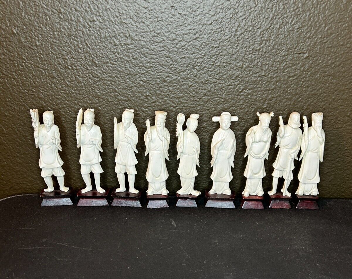 CHINESE Eight Immortals Figurines Taoism Mythology Hand Carved The Ba Xian 2452