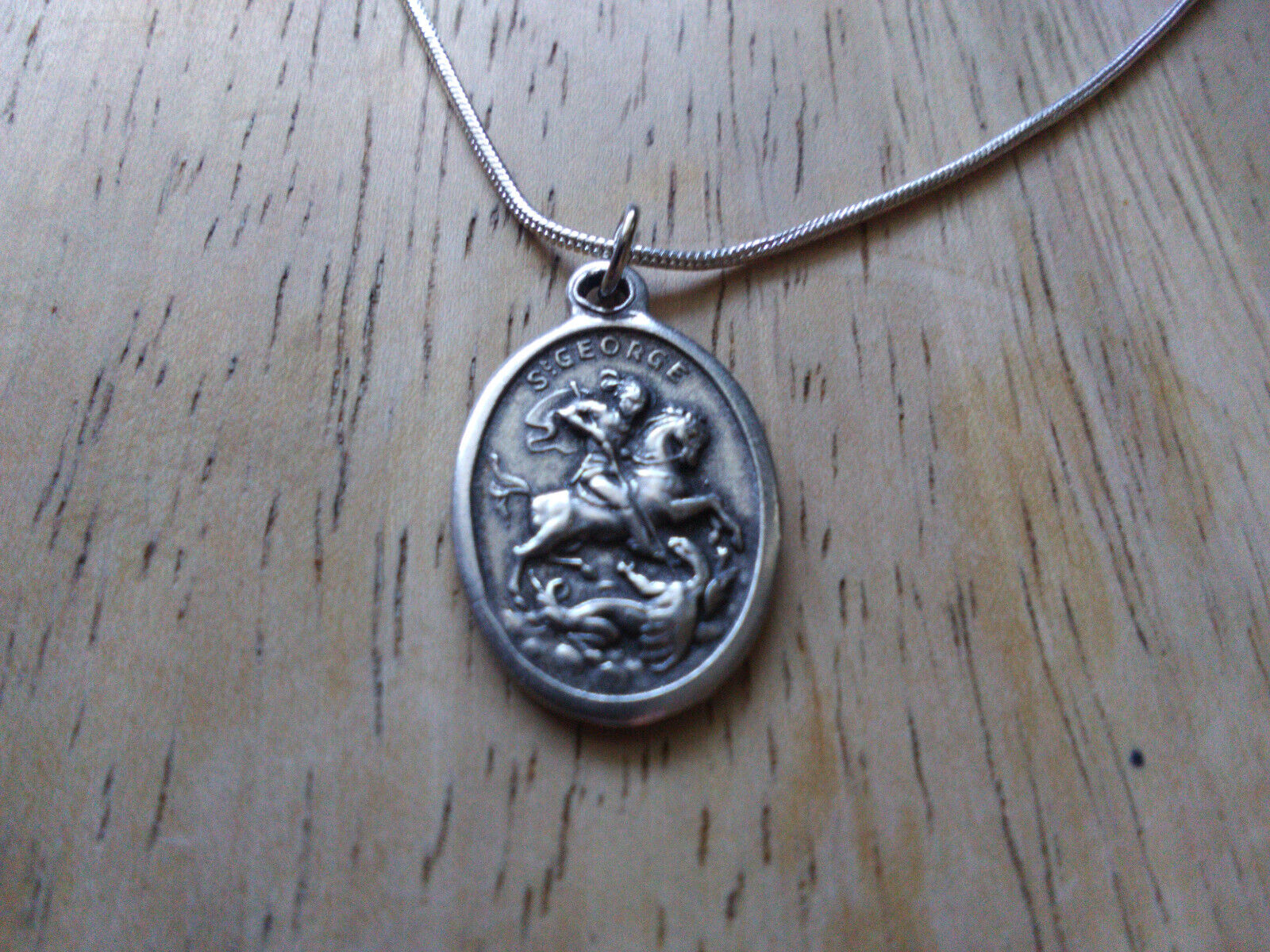 St George Pray for Us Medal 925 Sterling silver chain Necklace + prayer card