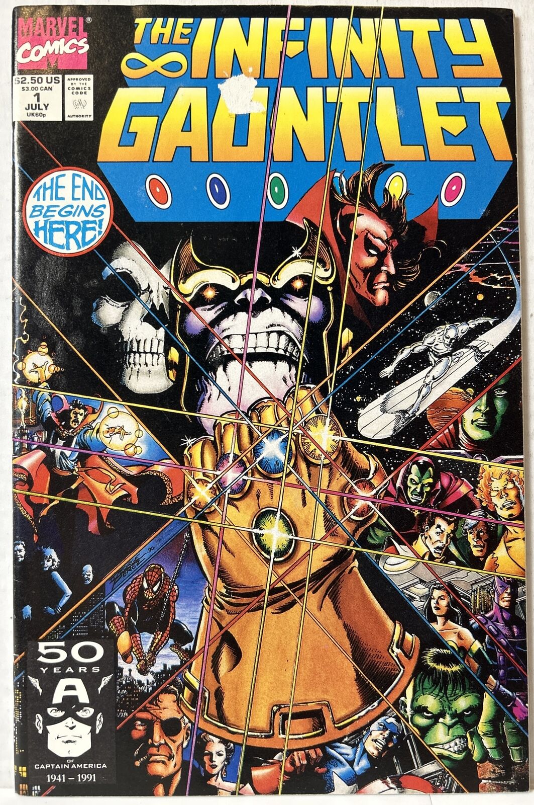 Infinity Gauntlet #1 (Marvel Comics, 1991) Thanos *VG-*