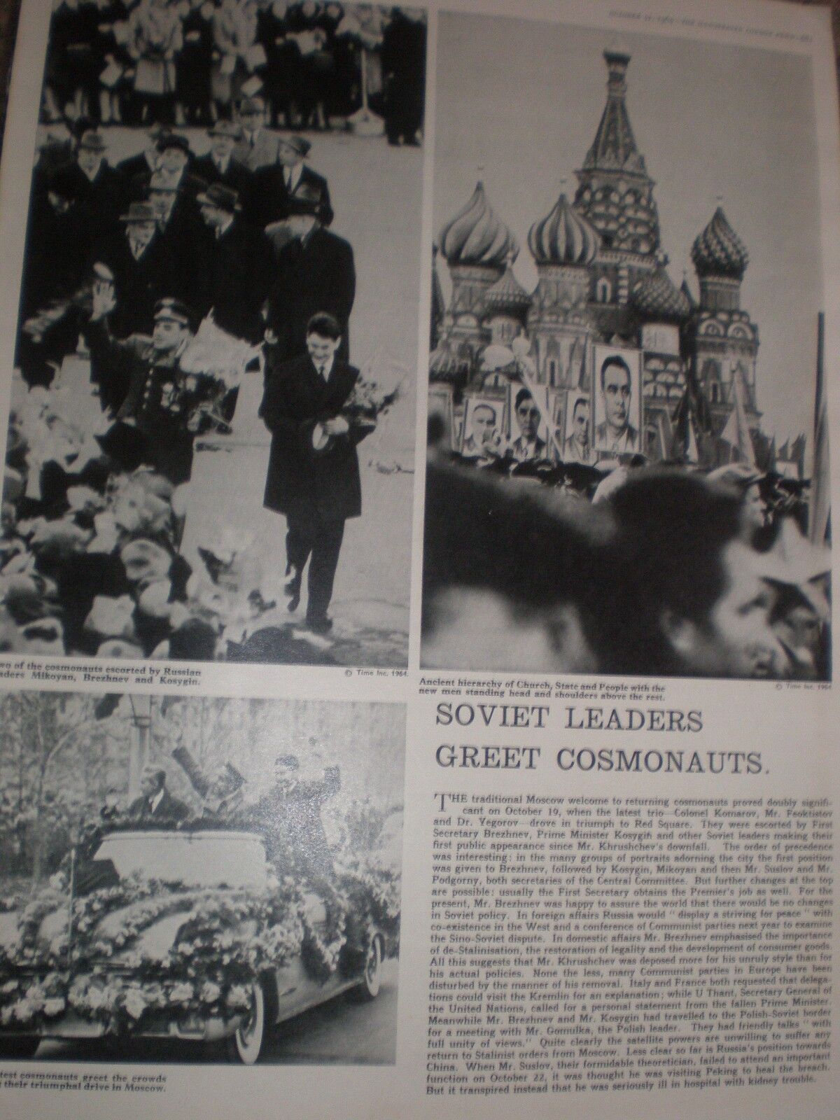 Photo article USSR Soviet leaders greet cosmonauts 1964 ref Ay