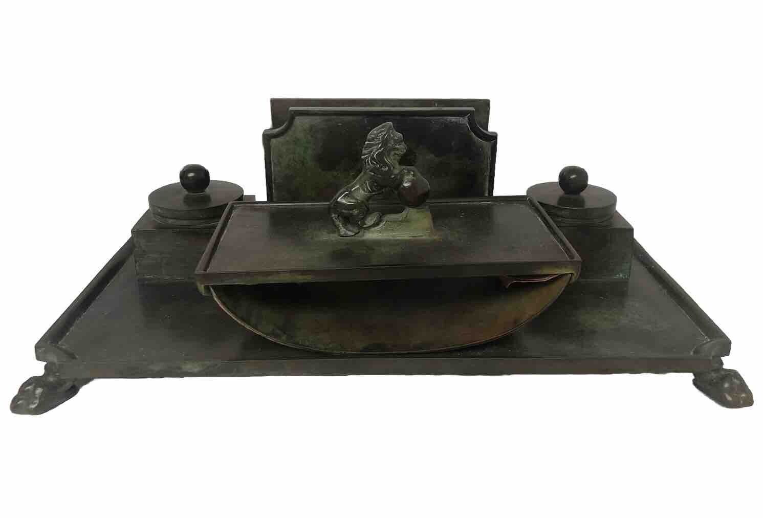 Antique GAB Sweden 1930\'s Bronze Art Deco Desk Set