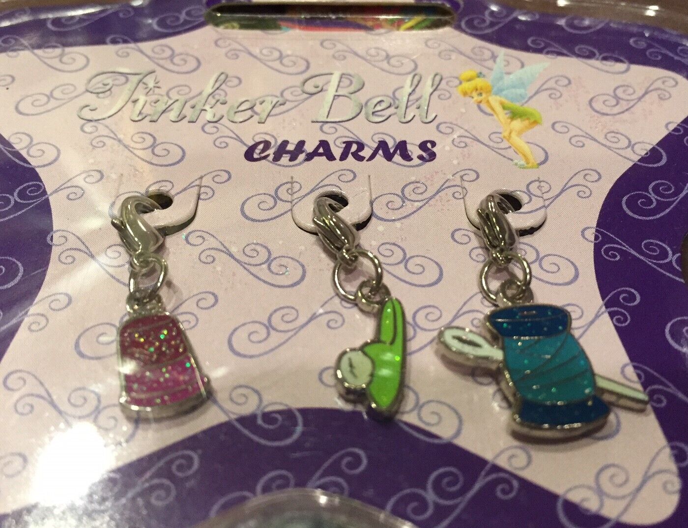 Disney Store TINKER BELL Add A Charm Clip On Charm Set of 3 MINT