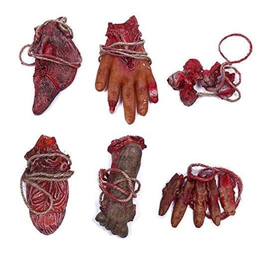  Halloween Fake Bloody Severed Hands Feet Broken Body Parts for Haunted Red