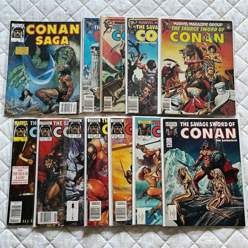 Conan Saga #57, Savage Sword #63, 65, 75, 77, 100, 104, 129, 130, 154, 174, 181