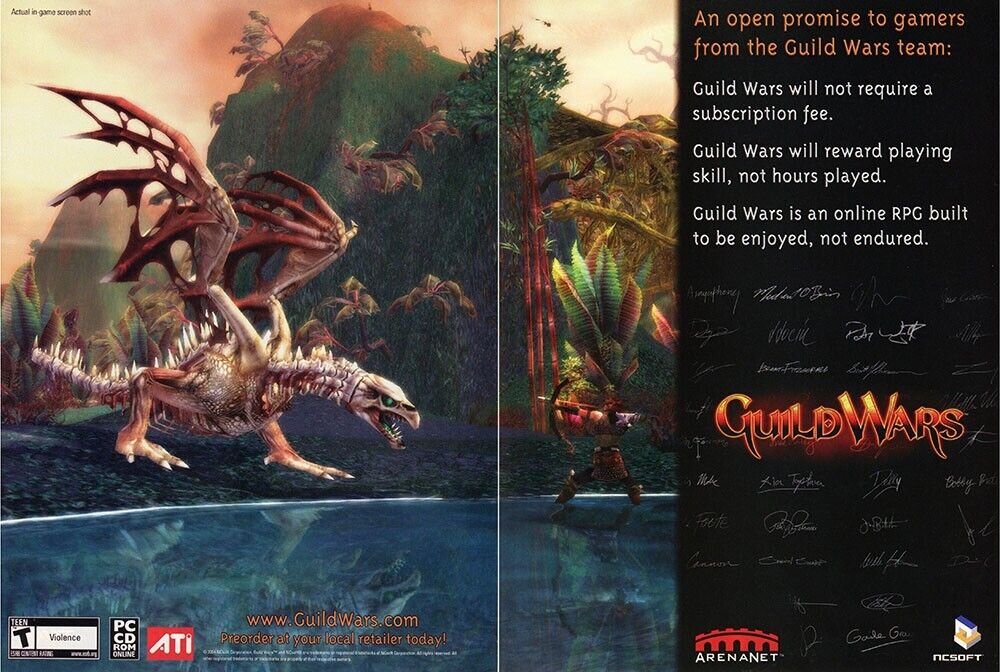 Guild Wars PC Original 2005 Ad Authentic ATI MMORPG Video Game Promo v3