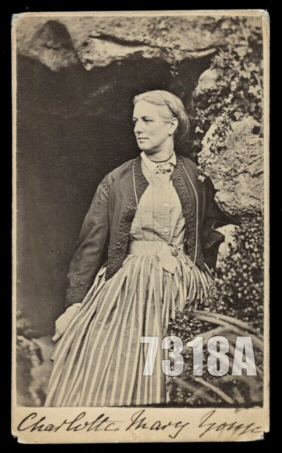 VERY RARE SIGNED CDV OF NOVELIST CHARLOTTE MARY YONGE 1860s PHOTO