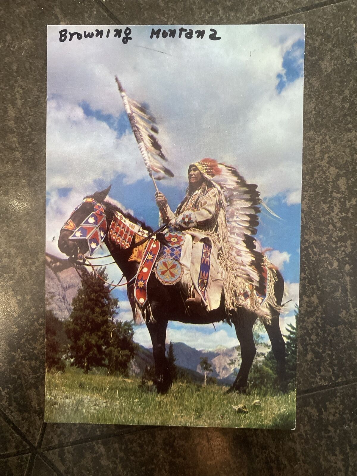 Indian Chief on Horse Postcard