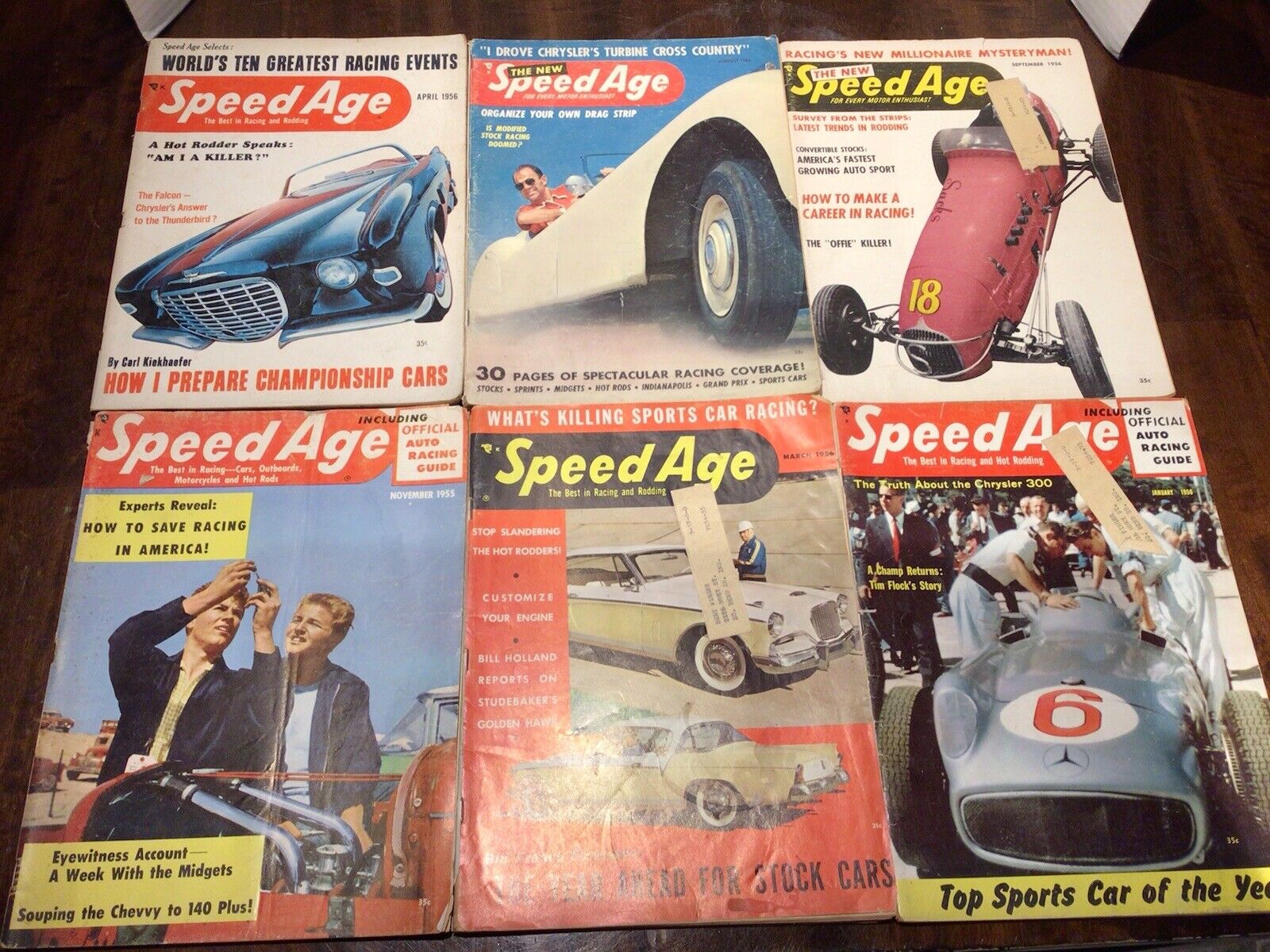 Speed Age Magazine Lot Of 6 1955-1956