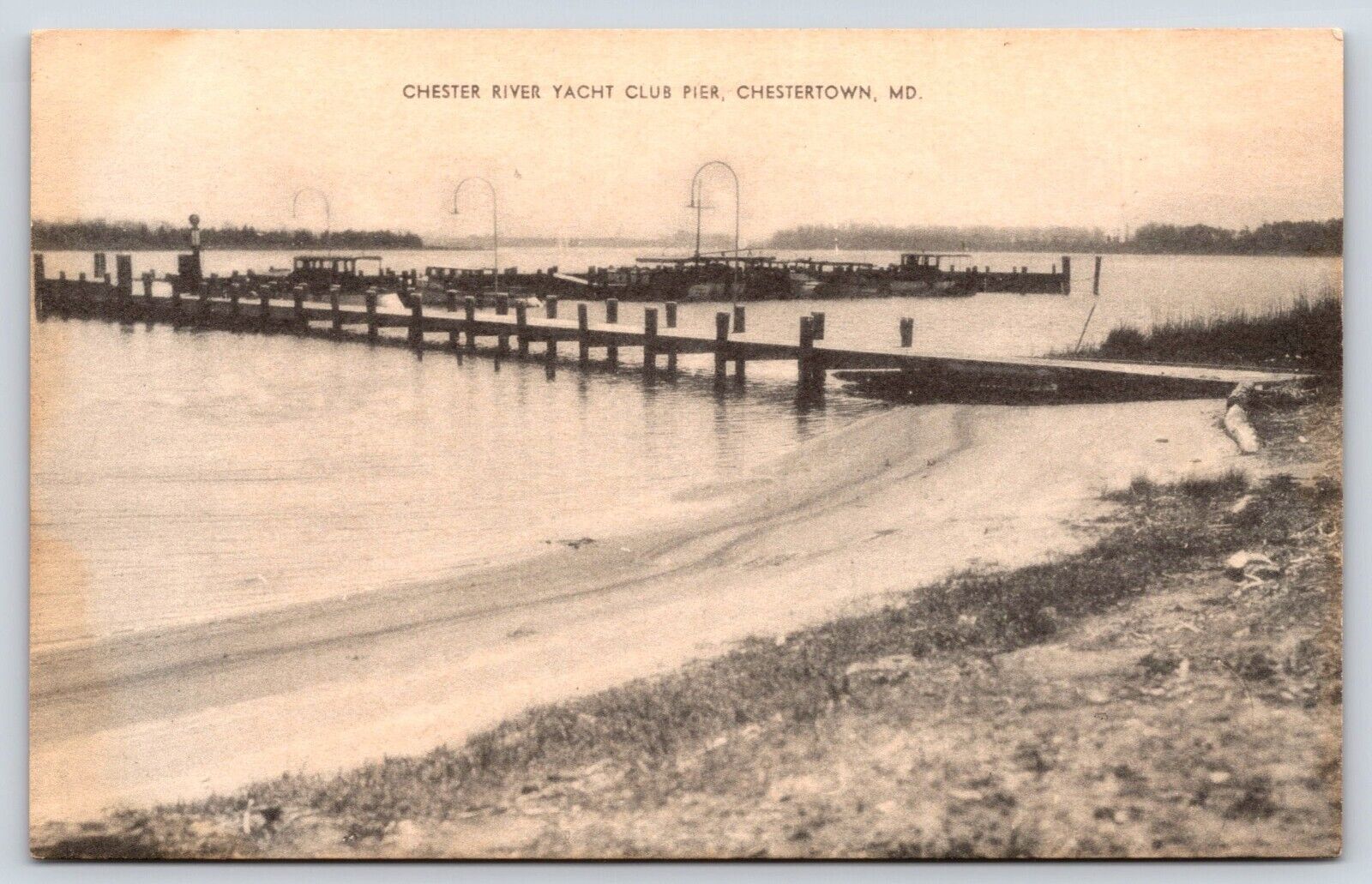 Maryland Chestertown Chester River Yacht Club Pier Vintage Postcard