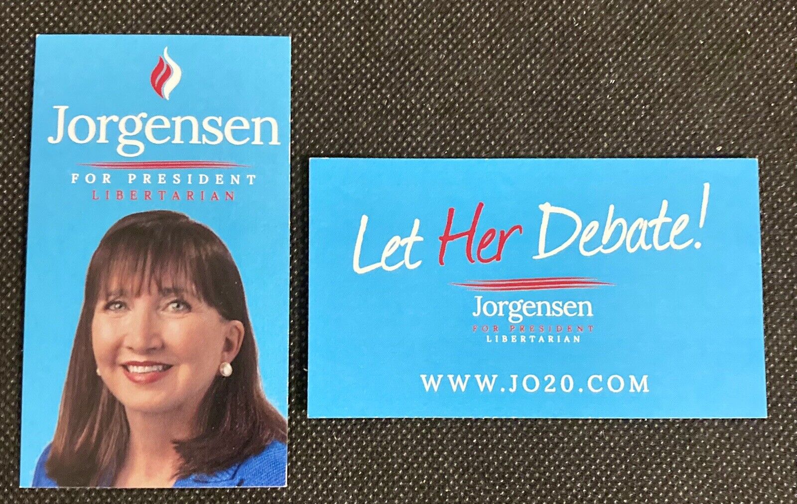 2020 Presidential Campaign Libertarian Jo Jorgensen Debate Cards Lot of 2