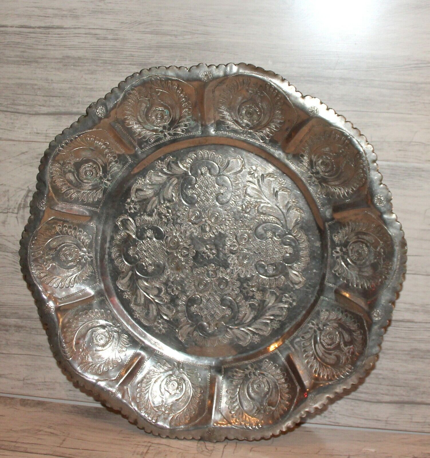 Vintage floral metal footed bowl