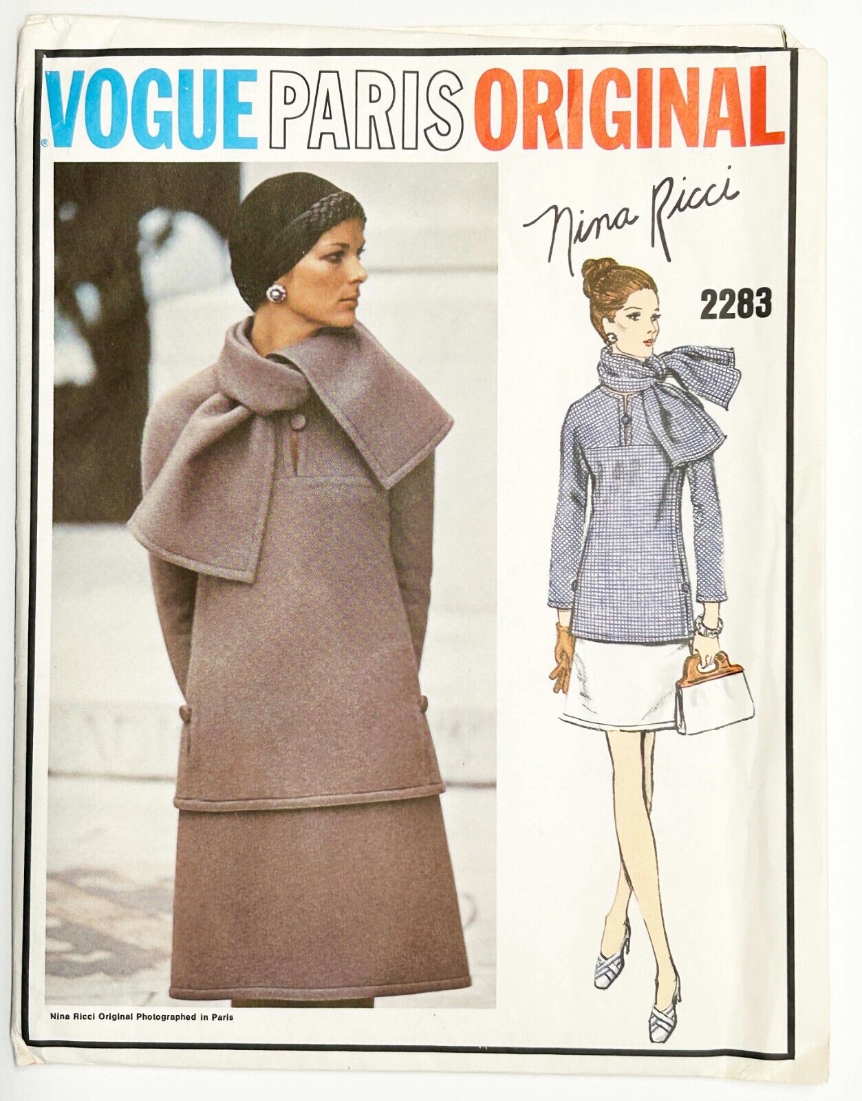 Vogue Paris Original Nina Ricci 2283 Two-Piece Dress & Scarf Size 12 Uncut