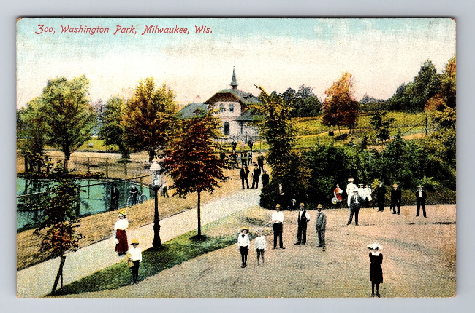 Milwaukee WI-Wisconsin, Birds Eye View Washington Park Zoo, Vintage Postcard