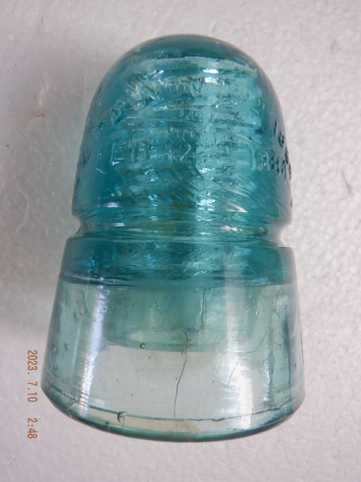 AQUA W. BROOKFIELD #10 45 Cliff ST N.Y.  GLASS INSULATOR PATD NOV 13 1883 & 1884