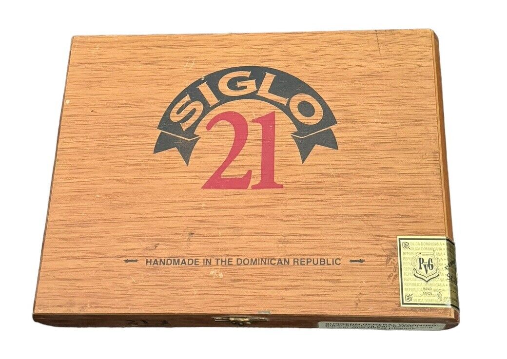 Siglo 21 Wooden Cigar Box Dominican Republic 7 X 48 Tobacco Sello De Garantia