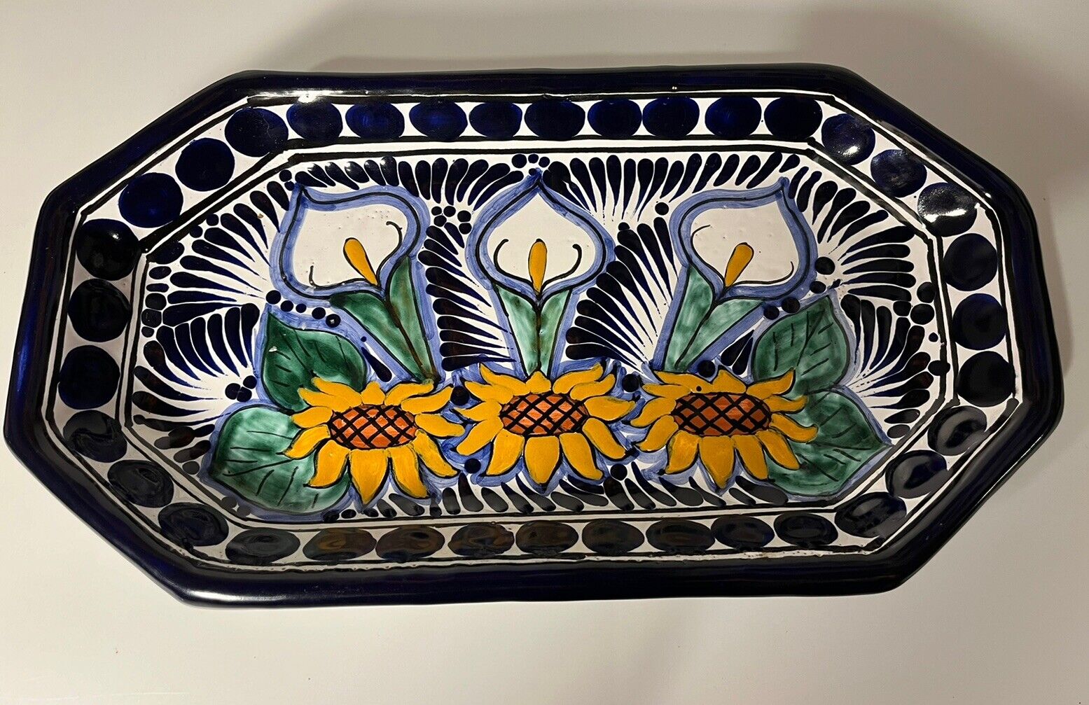 Mexican Talavera Pottery Hand Painted Serving Dish