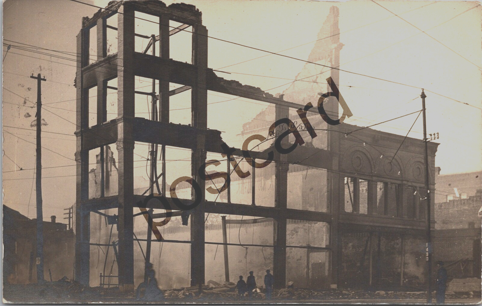 1909 Fire Destroyed Building, VAN WERT OH,  RPPC postcard jj271