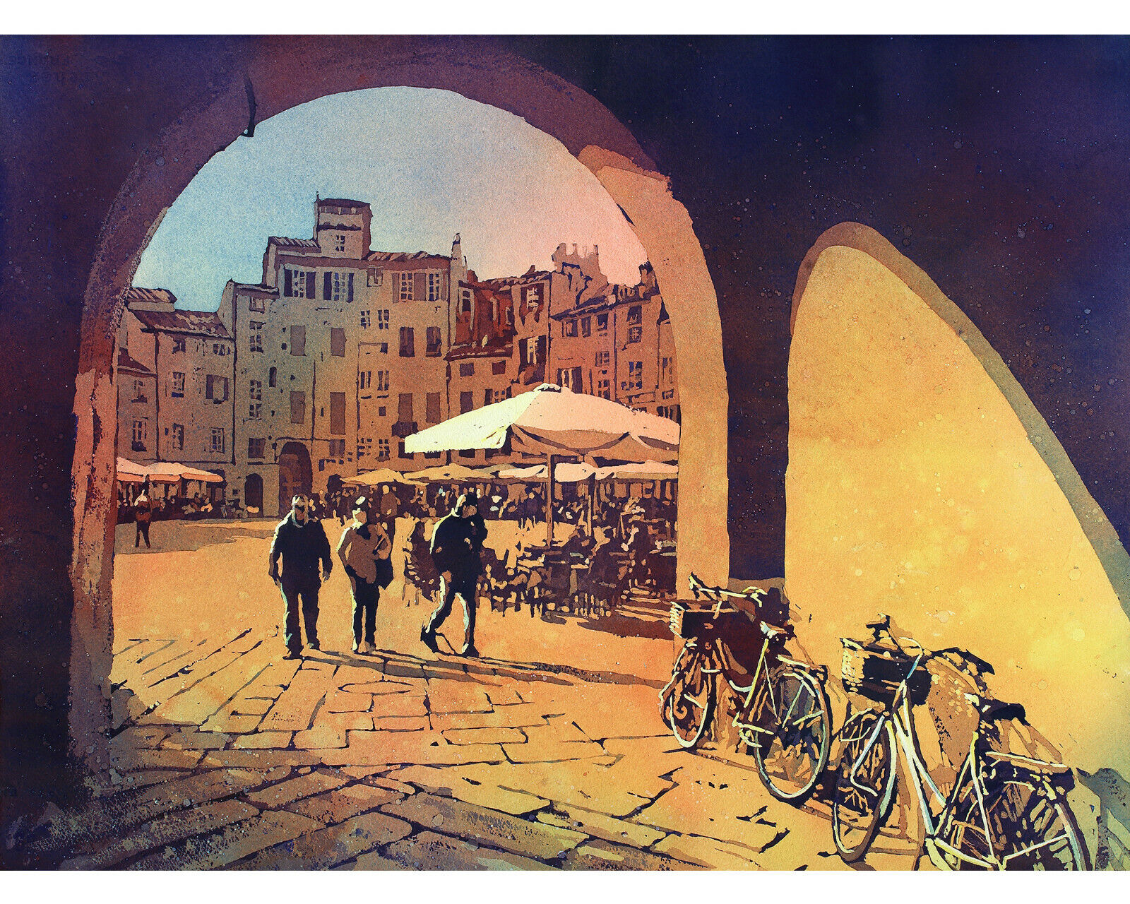 Lucca, Italy fine art watercolor painting. Watercolor painting Lucca art (print)