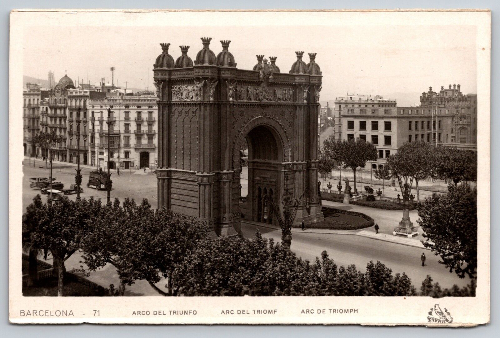 Barcelona Arco Del Triunfo Arc de Triomf Spain Postcard RPPC Real Photo UNPOSTED