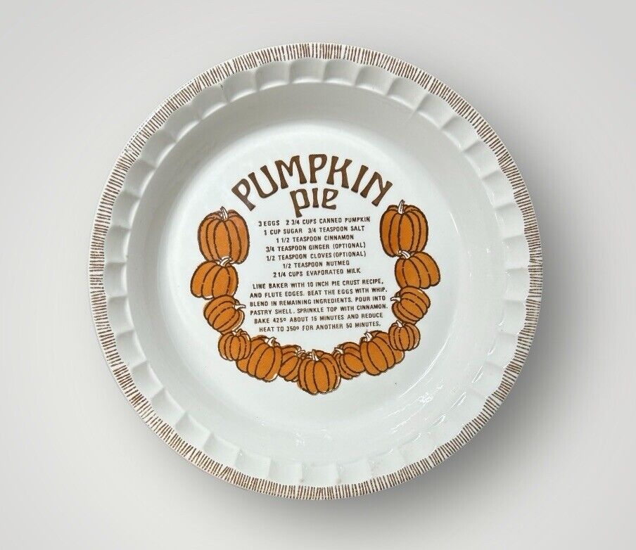Vintage Country Harvest Royal China Pumpkin Pie Recipe Ceramic Round Plate 11in