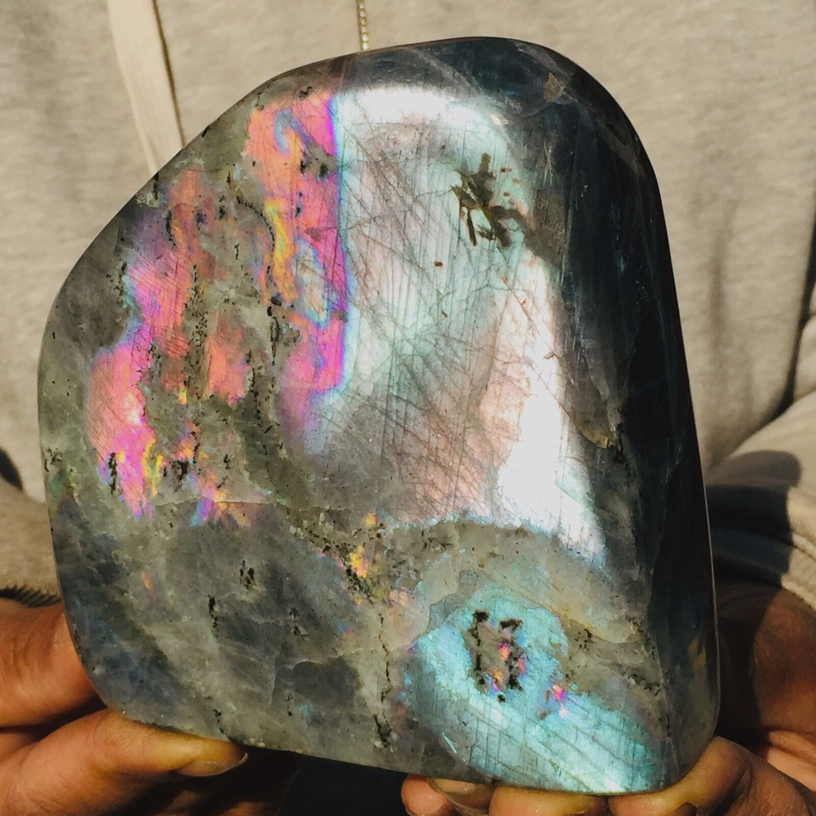 1017g Natural Flash Purple Labradorite Crystal Rough Mineral Healing Specimen