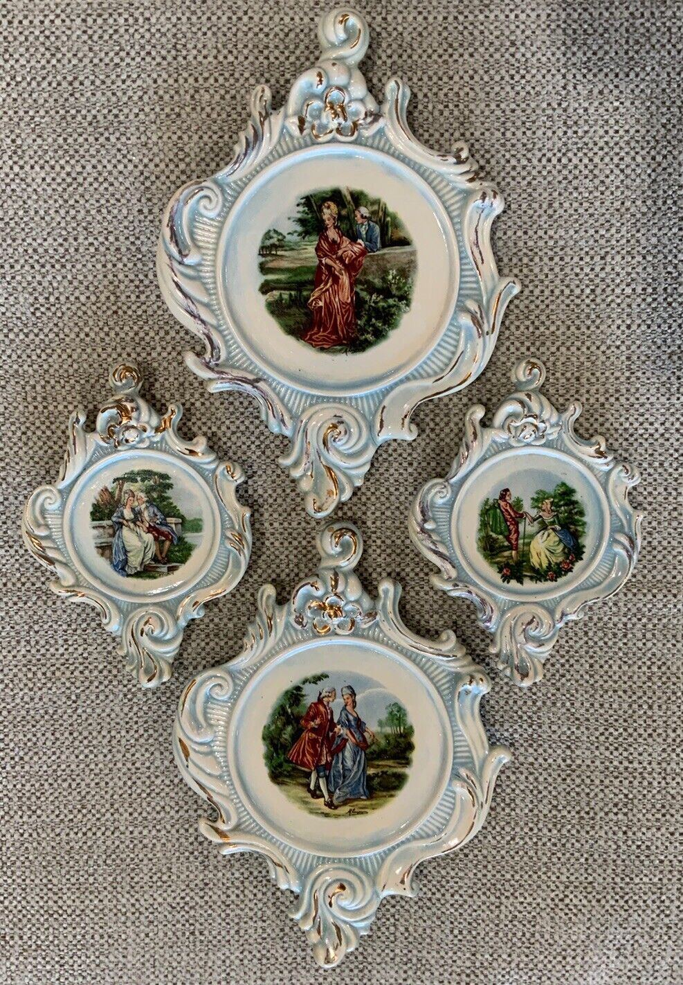 Vtg Antique Ornate Jamar Mallory Victorian Courting Couple Wall Art Decor Lot 4