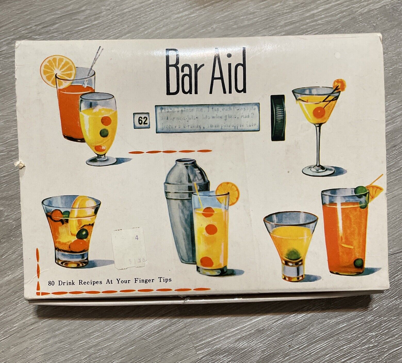 1950’s Bar Aid Metal Drink Instruction Wheel Bartender Helper Vintage Deco MSM