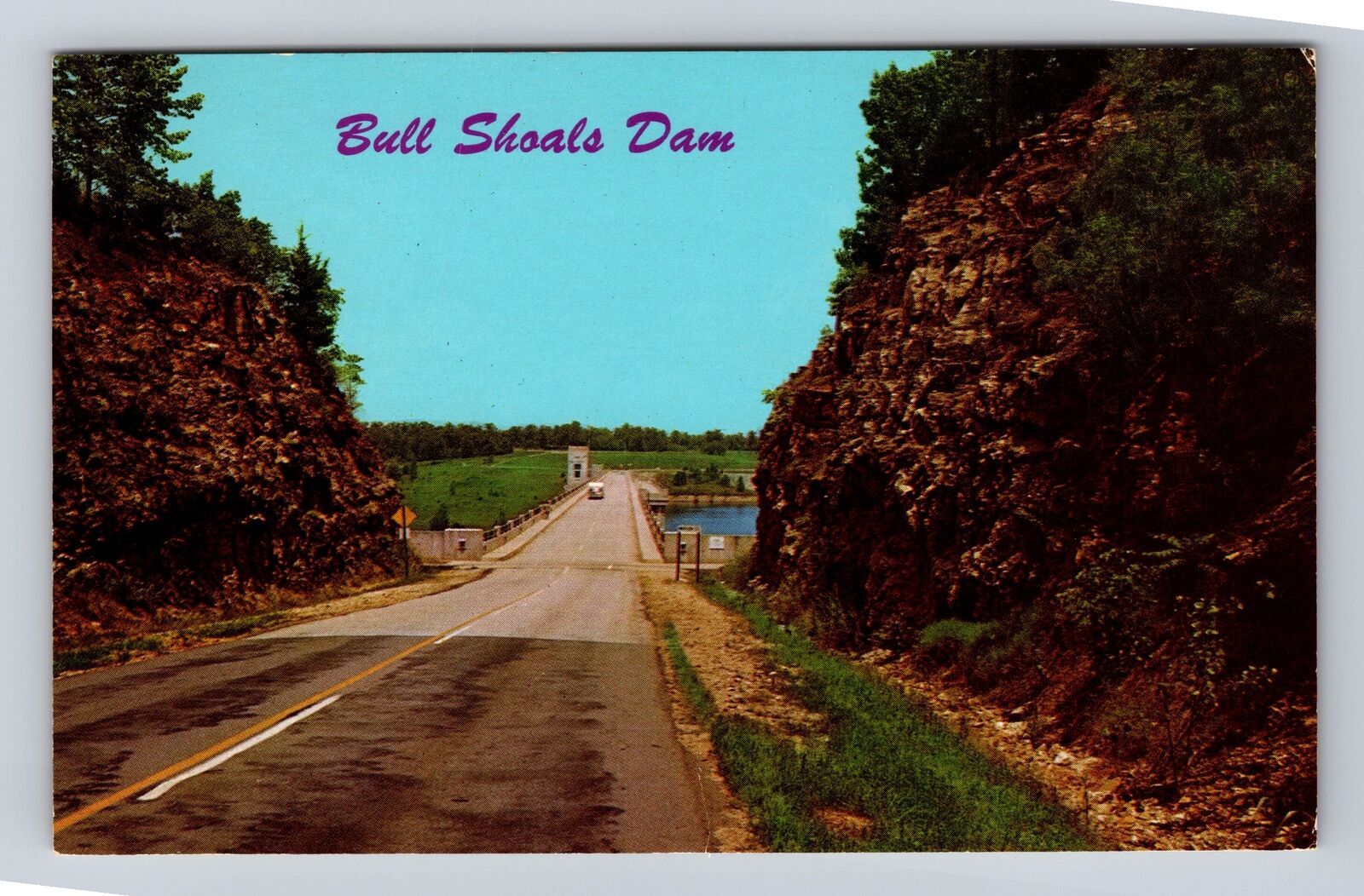 Bull Shoals AR-Arkansas, Bull Shoals Dam, the Cut, Antique Vintage Postcard