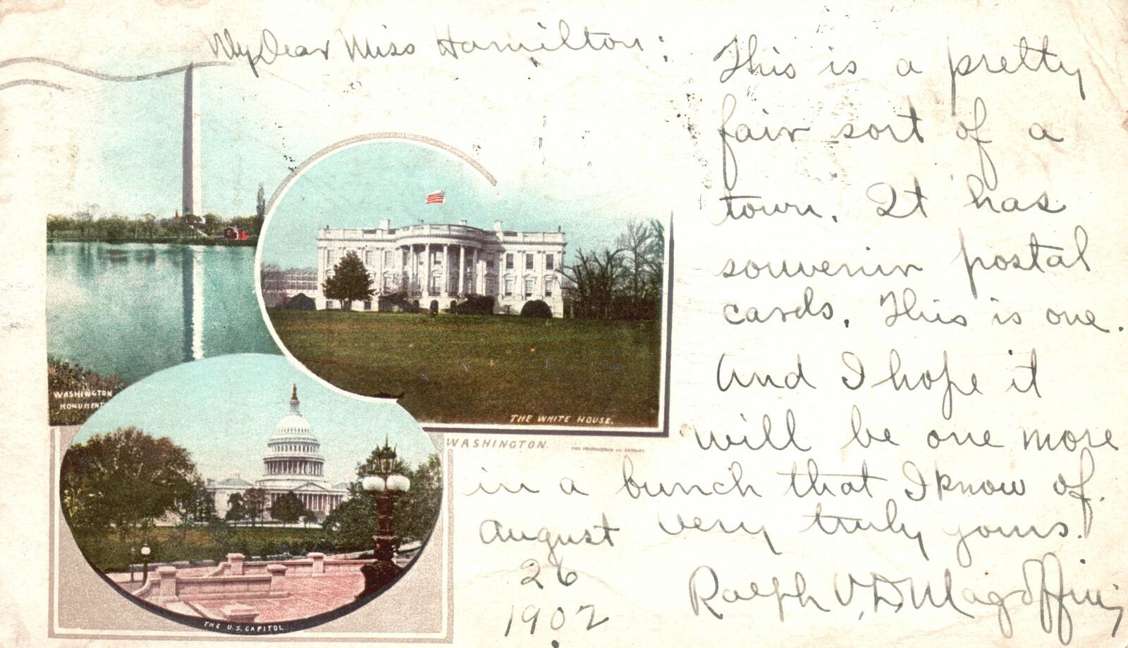 Vintage Postcard 1902 Monument White House U.S. Capitol Landmark Washington D.C.