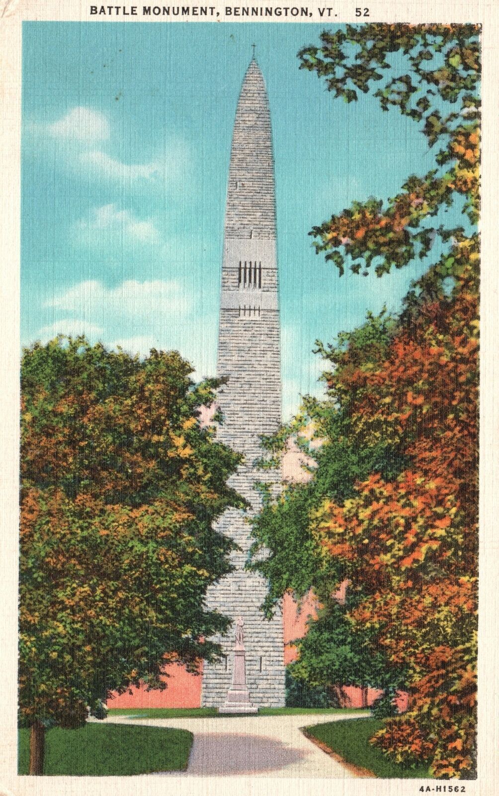Vintage Postcard 1936 Battle Monument Gray-Blue Bennington Center Vermont VT
