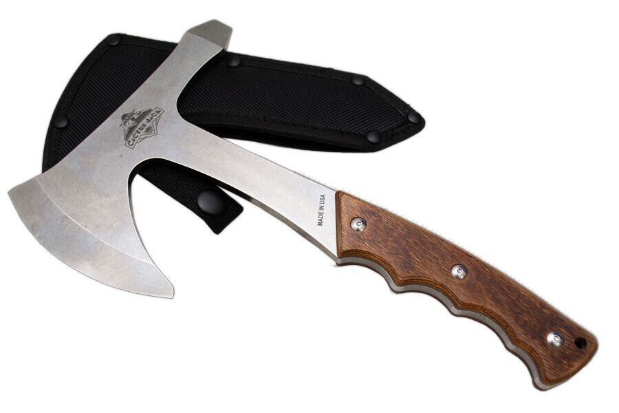Cactus Jack Solid Steel Wood Handle Hatchet Axe with Sheath Made in USA