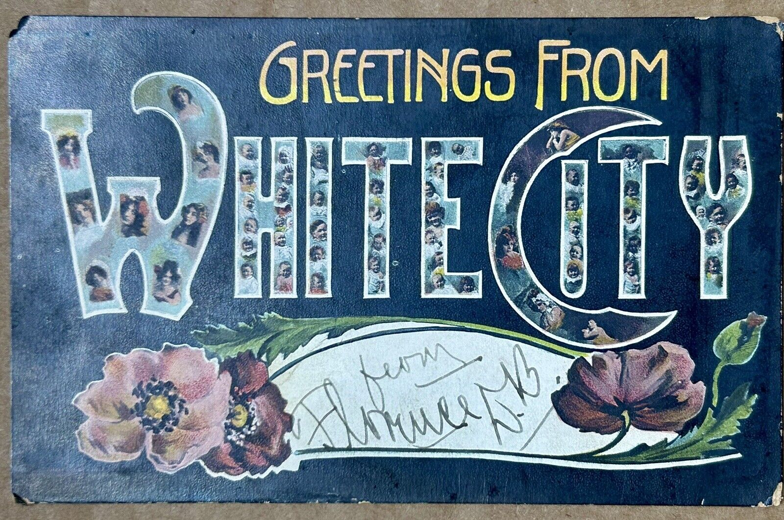 Greetings from White City. 1908 Vintage Postcard