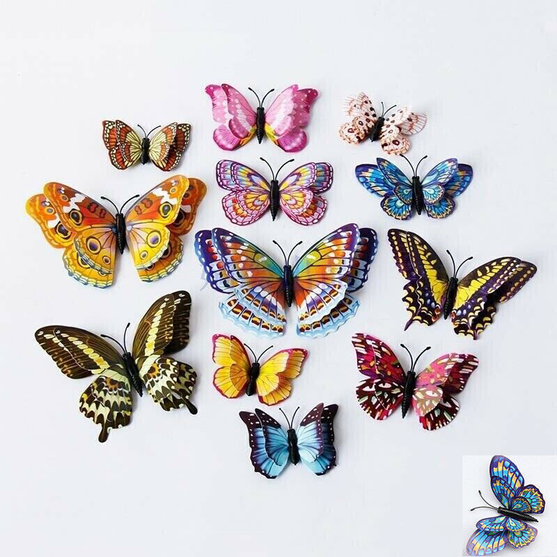 Magnets Butterfly 12pcs  Lots Home Ornament  Bathroom Kitchen Refrigerator
