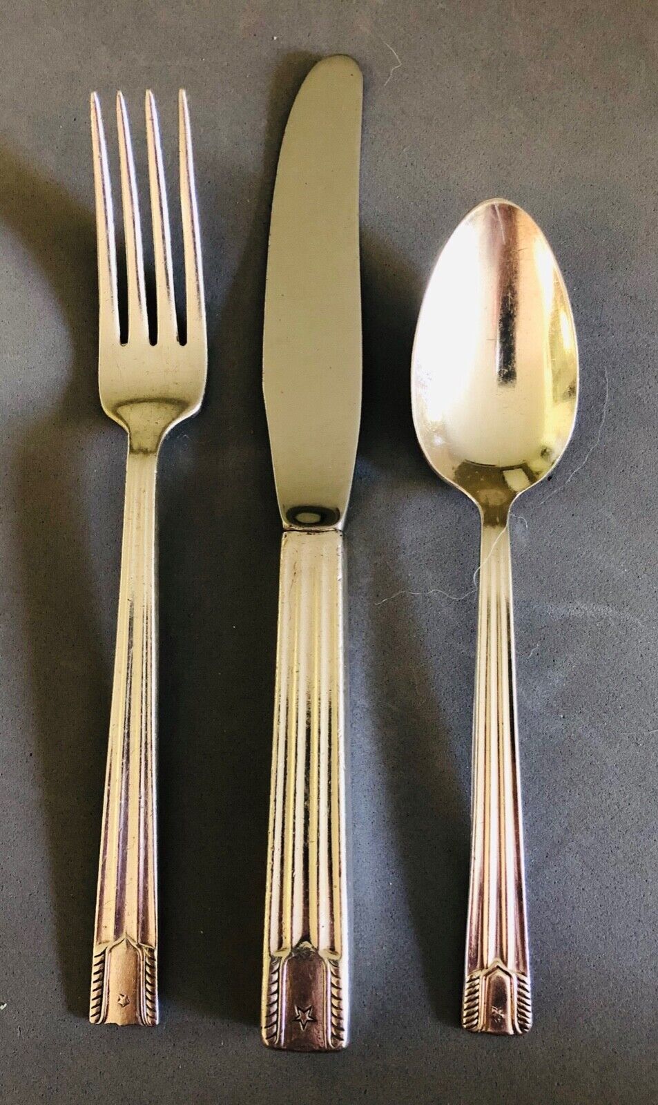 United Airlines Silver Plate Cutlery, Fork, Knife, Spoon Silverware - 1930s-40s